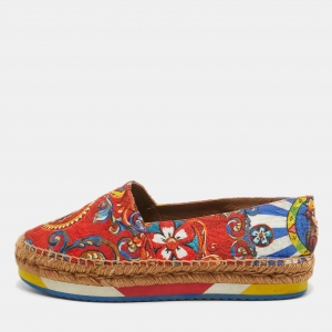 Pre Owned Dolce & Gabbana Multicolor Brocade Espadrilles Size 38