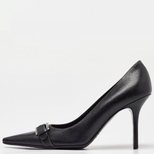 Dolce & Gabbana Black Leather Buckle Pointed Toe Pumps Size 40