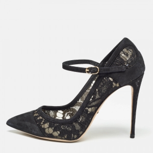Dolce & Gabbana Black Lace and Suede Pumps Size 38