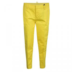 Dsquared2 Yellow Stretch Cotton Cropped Trousers M