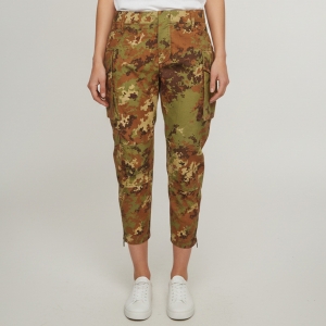 Pre Owned Dsquared2 Green Camouflage Print Nylon Cropped Cargo Pants M