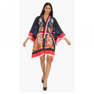 Dsquared2 Blue Peacock Silk Kimono Dress S (IT 38)