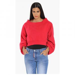 Dsquared2 Red Ruched Sleeves Cropped Sweatshirt S