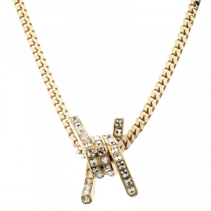 DSquared2 Barbed Wire Crystal Gold Tone Pendant Necklace