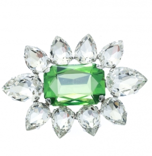 Dsquared2 Green Crystal Flower Silver Tone Pin Brooch