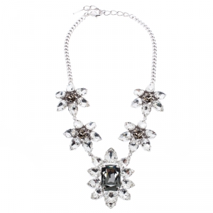 Dsquared2 Crystal Flower Silver Tone Choker