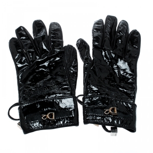 Dsquared2 Black Patent and Leather Gloves M