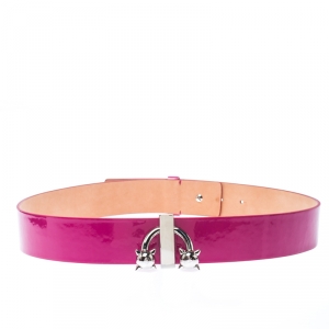 Dsquared2 Pink Patent Leather Spike Buckle Belt 85CM