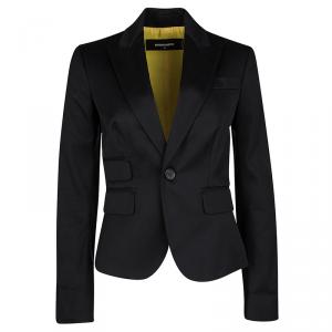 Dsquared2 Black Cotton Contrast Lined Tailored Blazer S