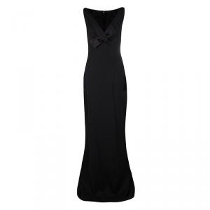 Dsquared2 Black Wool Bow Detail Sleeveless High Low Maxi Dress M