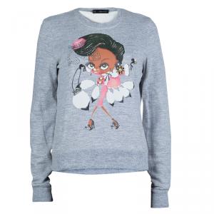 Dsquared2 Grey Graphic Printed Embellished Sweatshirt M