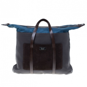 Dsquared2 Brown Leather and Nylon Travel Tote