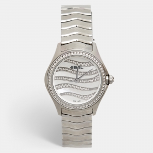 Ebel Mother of Pearl Diamond Stainless Steel Wave 1216270 Women's Wristwatch 30 mm