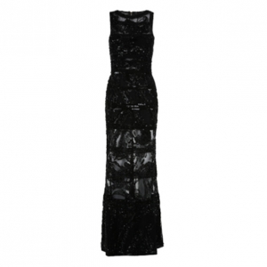 Elie Saab Black Sleeveless Embroidered Gown M
