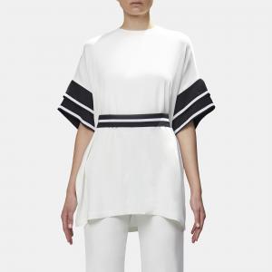 Elie Saab White & Black Crepe Belted Tunic L
