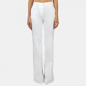 Elie Saab White Gabardin Wide Leg Trousers M