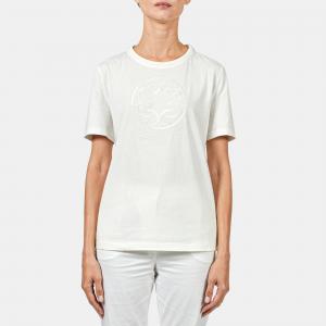 Elie Saab White Jersey Monogram Embroidered T-Shirt XL