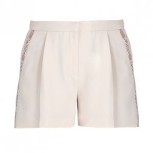 Elie Saab Cream Lace-Detailed Shorts M