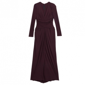 Elie Saab Purple Front-slit Ruched Gown S