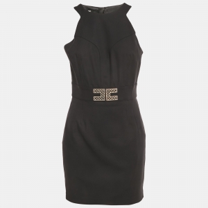 Elisabetta Franchi Black Jersey Logo Detail Mini Dress M