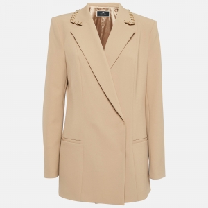 Elisabetta Franchi Light Brown Crepe Blazer L