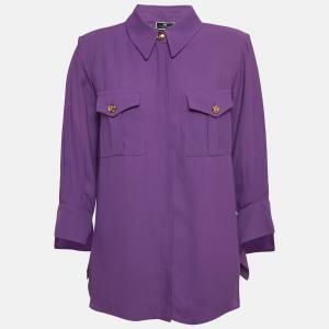 Elisabetta Franchi Purple Crepe Blouse L