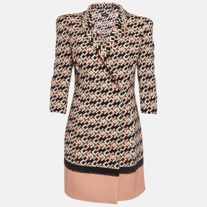 Elisabetta Franchi Multicolor Logo Print Jersey Blazer M