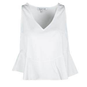 Elizabeth and James White Ruffle Bottom Sleeveless Chester Cropped Top XS