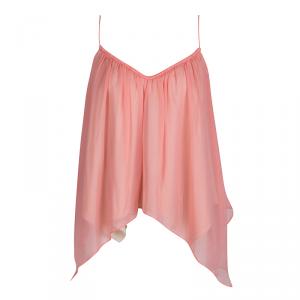 Elizabeth & James Pink Silk Asymmetric Layered Sleeveless Top L