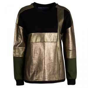Emanuel Ungaro Black Metallic Panel Detail Sweatshirt S