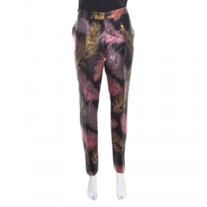 Emilio Pucci Black Feather Patterned Jacquard Pants M