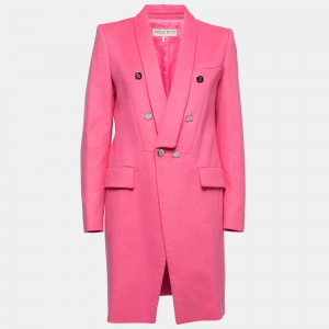 Emilio Pucci Pink Wool Button Embellished Coat S