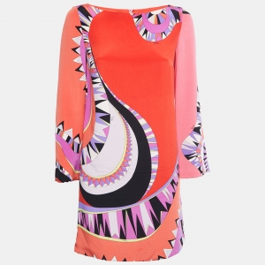 Emilio Pucci Multicolor Printed Silk Midi Dress S