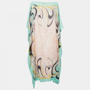 Emilio Pucci Multicolor Abstract Print Cotton Maxi Kaftan One Size