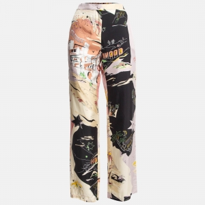 Emilio Pucci Multicolor Printed Silk Straight Leg Trousers S