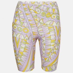 Emilio Pucci Purple Bandierine Print Jersey Biker Shorts M