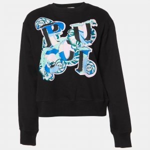 Emilio Pucci Black Printed Cotton Crewneck Sweatshirt M
