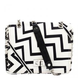 Emilio Pucci Black And White Canvas Marquise Flap Bag