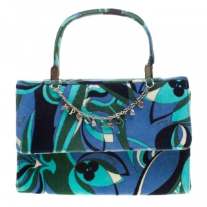Emilio Pucci Multicolor Printed Velvet Top Handle Bag