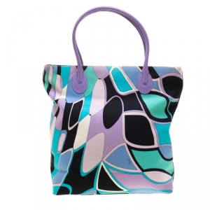 Emilio Pucci Multicolor Canvas and Leather Shopper Tote