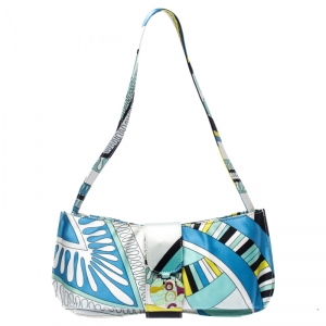 Emilio Pucci Multicolor Printed Satin Magnet Closure Pochette Bag