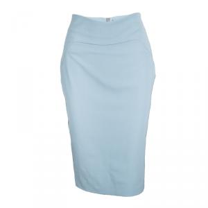 Pre Owned Emporio Armani Teal Blue Wool Pencil Skirt M