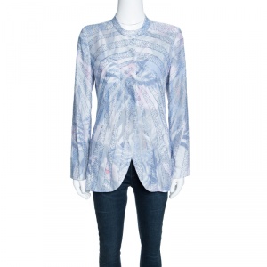 Pre Owned Emporio Armani Elite Multicolor Crystal Embellished Mandarin Collar Jacket M