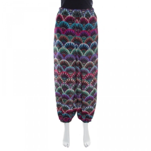 Pre Owned Emporio Armani Ethnic Floral Printed Silk High Rise Harem Pants S 