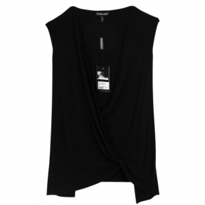 Pre Owned Emporio Armani Black Cotton Sleeveless Top M