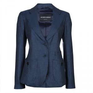 Pre Owned Emporio Armani Blue Houndstooth Blazer M