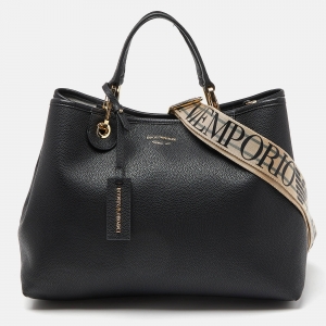 Emporio Armani Black Leather Large MyEA Tote