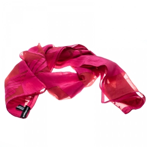 Pre Owned Emporio Armani Pink Logo Burnout Detail Scarf