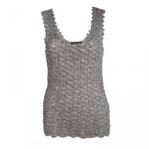 Pre Owned Emporio Armani Metallic Sleeveless Crocheted Top M