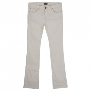 Pre Owned Emporio Armani Off-White Linen Trousers M